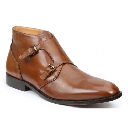 Giorgio Brutini "Munro" Tan Leather Boots With Double Monkstraps 24928